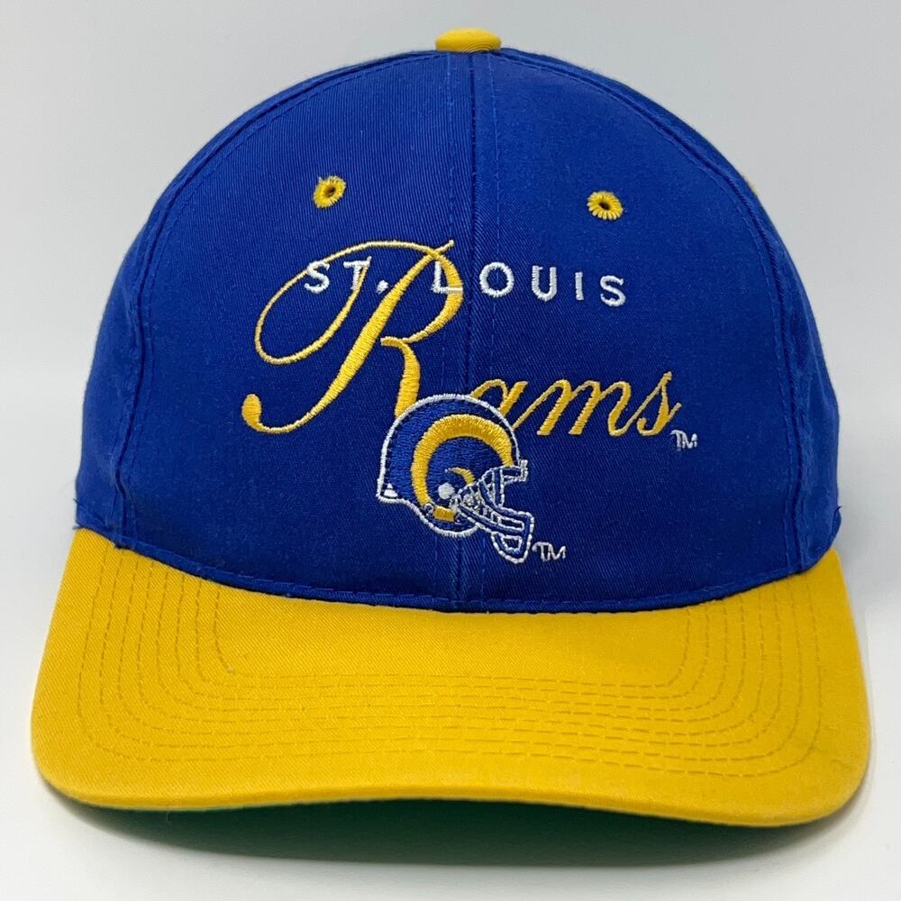 Vintage 90s St Louis Rams Hat Baseball Cap Los Angeles LA NFL Blue Snapback